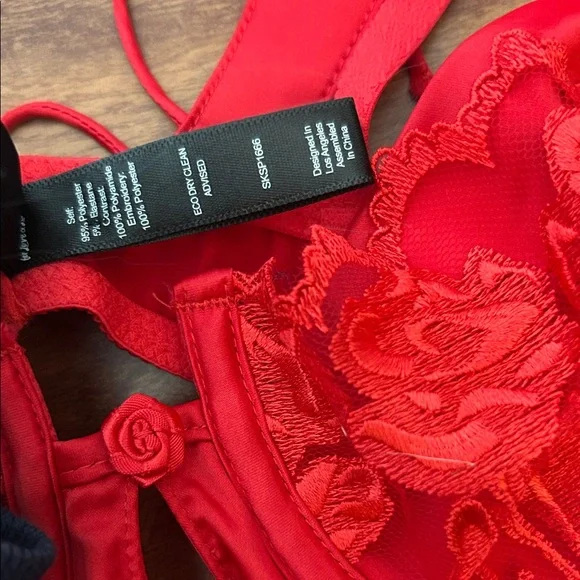 For Love & Lemons Red Satin Lace Corset Bodice Slip Dress Size Small - Picture 7 of 10